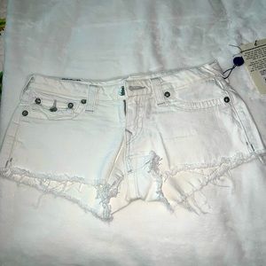 True Religion cutoff frayed Jean shorts